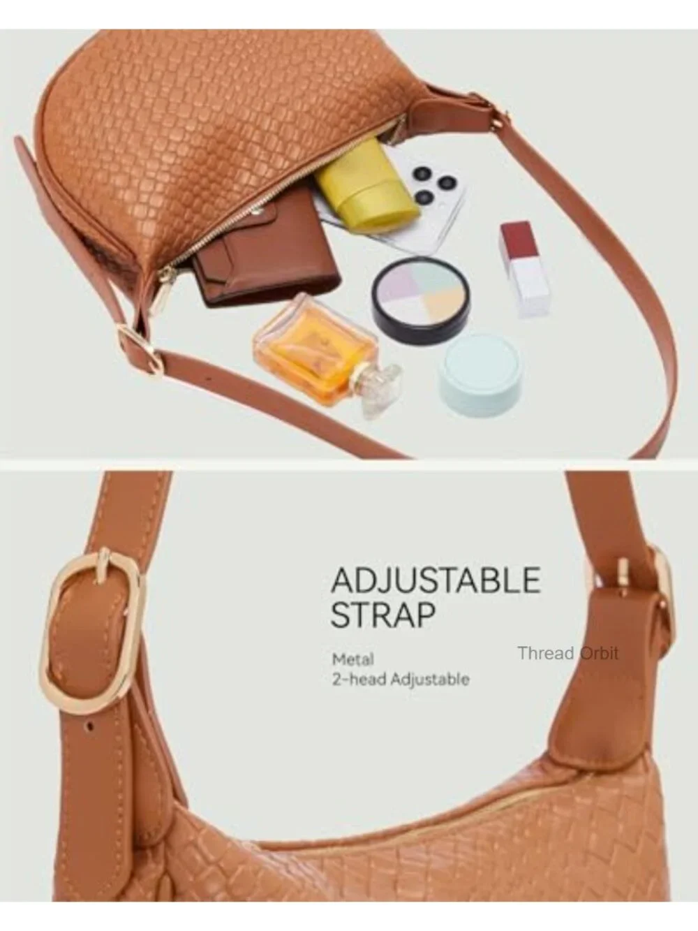Vegan Leather Crossbody Bag Crescent Shoulder Hobo with Adjustable Strap